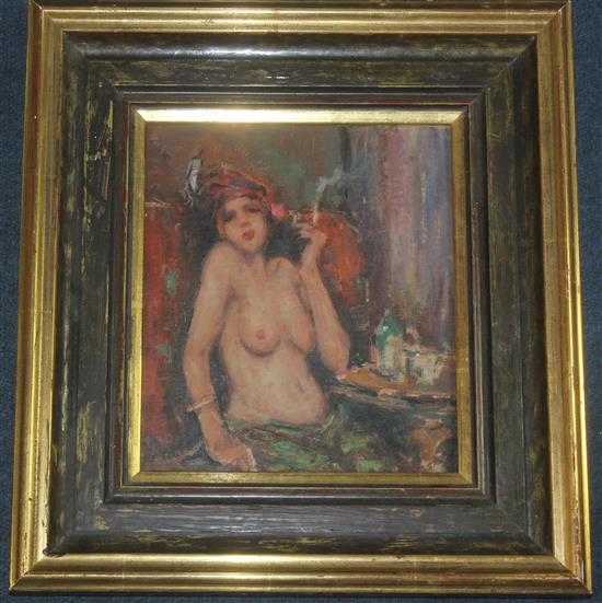Ken Moroney (b.1949) Interior with female nude, 9 x 8in.